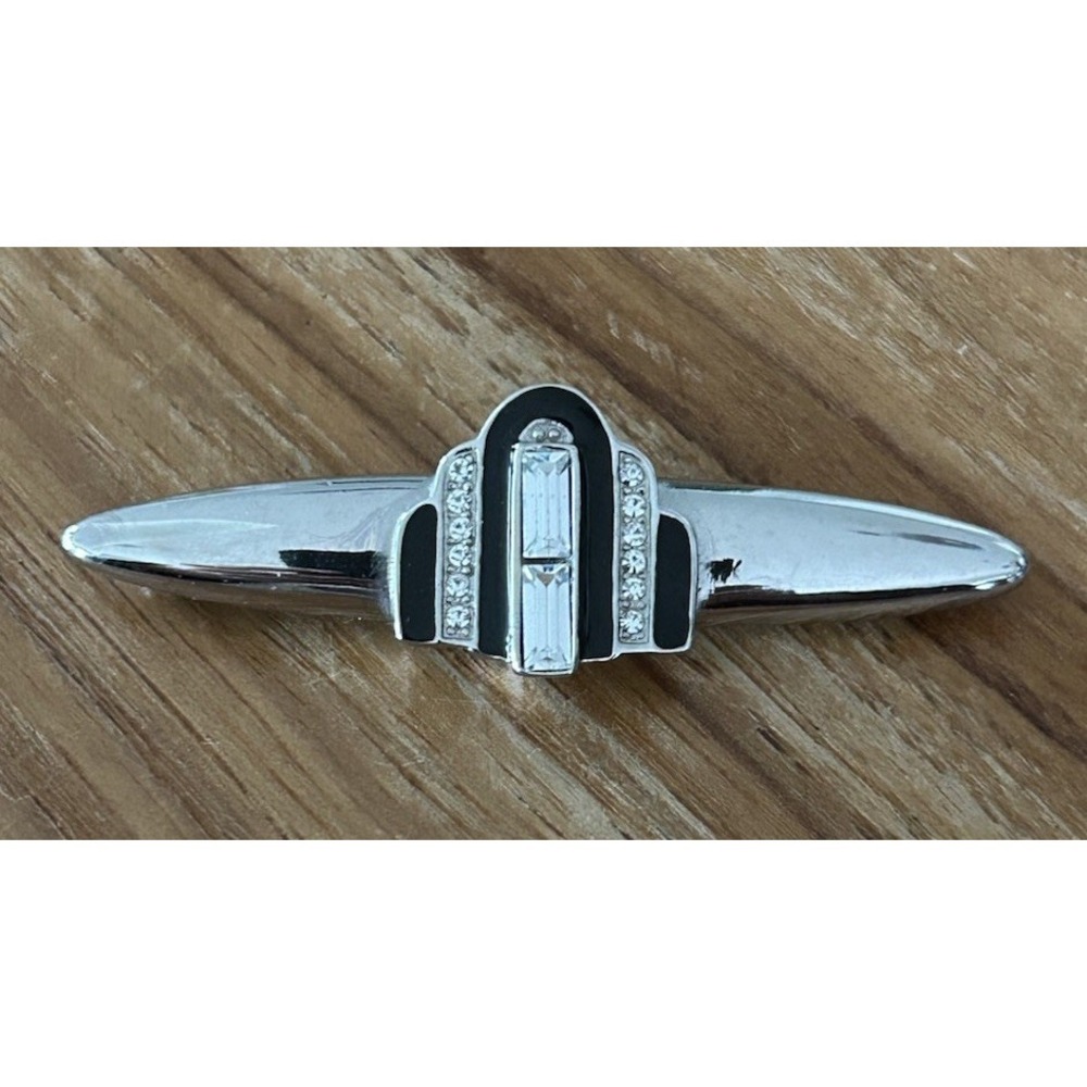 Vintage 1980's GIVENCHY Art Deco Nouveau Revival Rhinestone Brooch